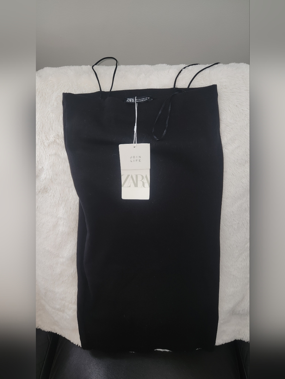 Zara Black Ribbed Slip dress size medium